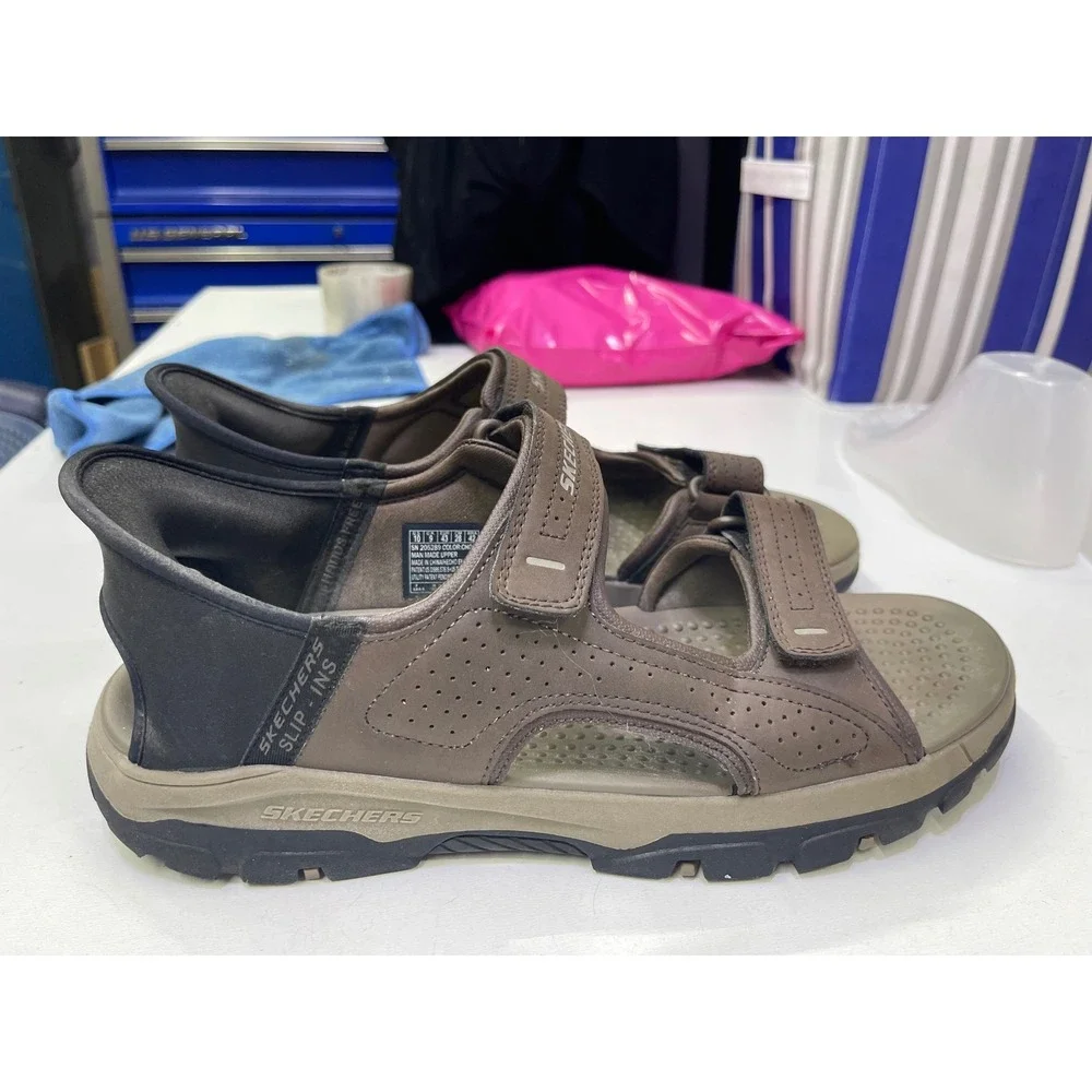 Skechers Hands Free Slip-ins Mens Sandals 205289 Chocolate Brown Hiking Size 10